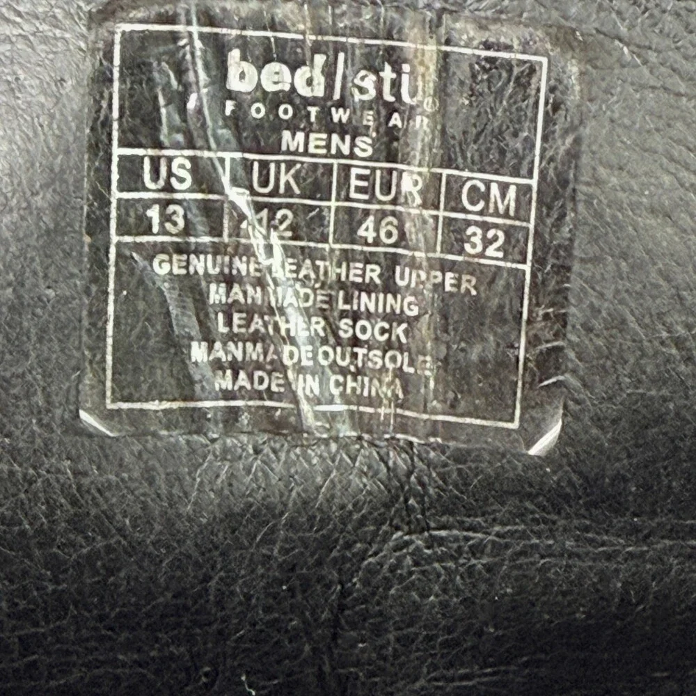 Bed Stu Combat Boots Leather Upper & Leather Sock Men’s Size 13 Black Side Zip